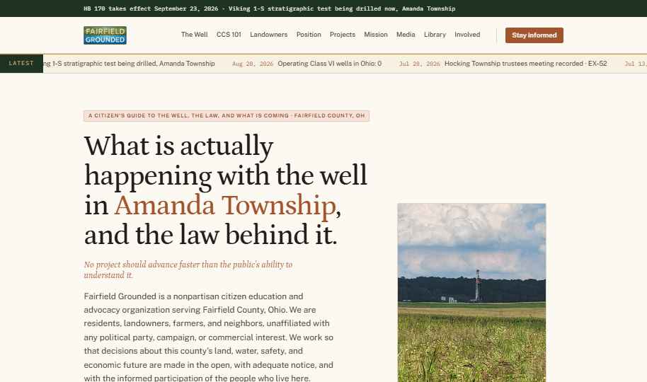 The Fairfield Grounded homepage