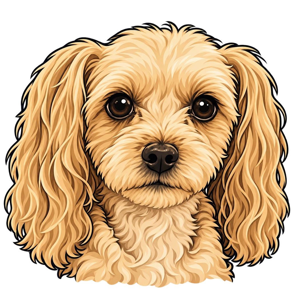 Ruby, a warm tan dog with shaggy fur and soft hanging ears.